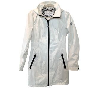 JESSICA SIMPSON | White Zip Up Raincoat Jacket with Hood | Size S/P